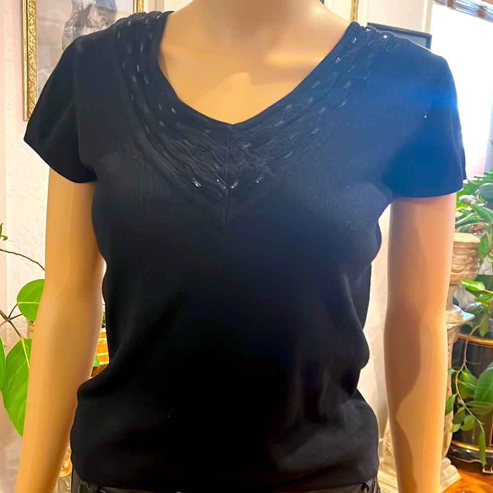 Black Carducci short sleeve sweater/top size S